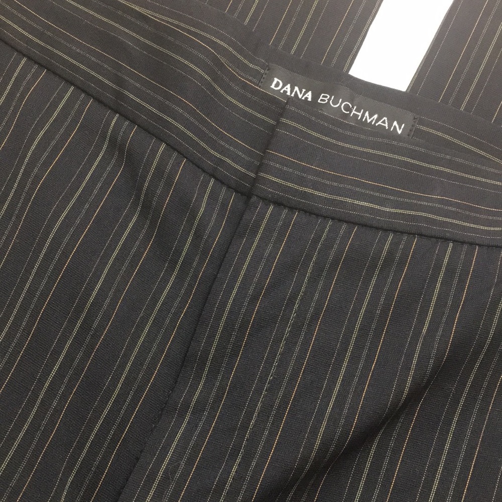 Dana Buchman Petite 4 wide leg pinstripe Black